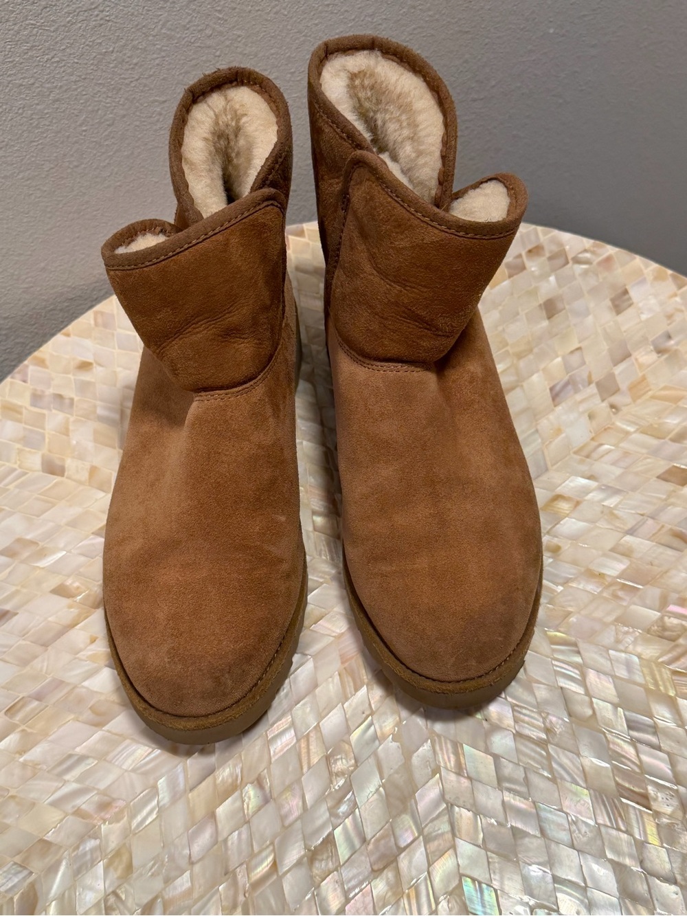 UGG Chestnut Brown Suede Shearling Lined Ankle Boots